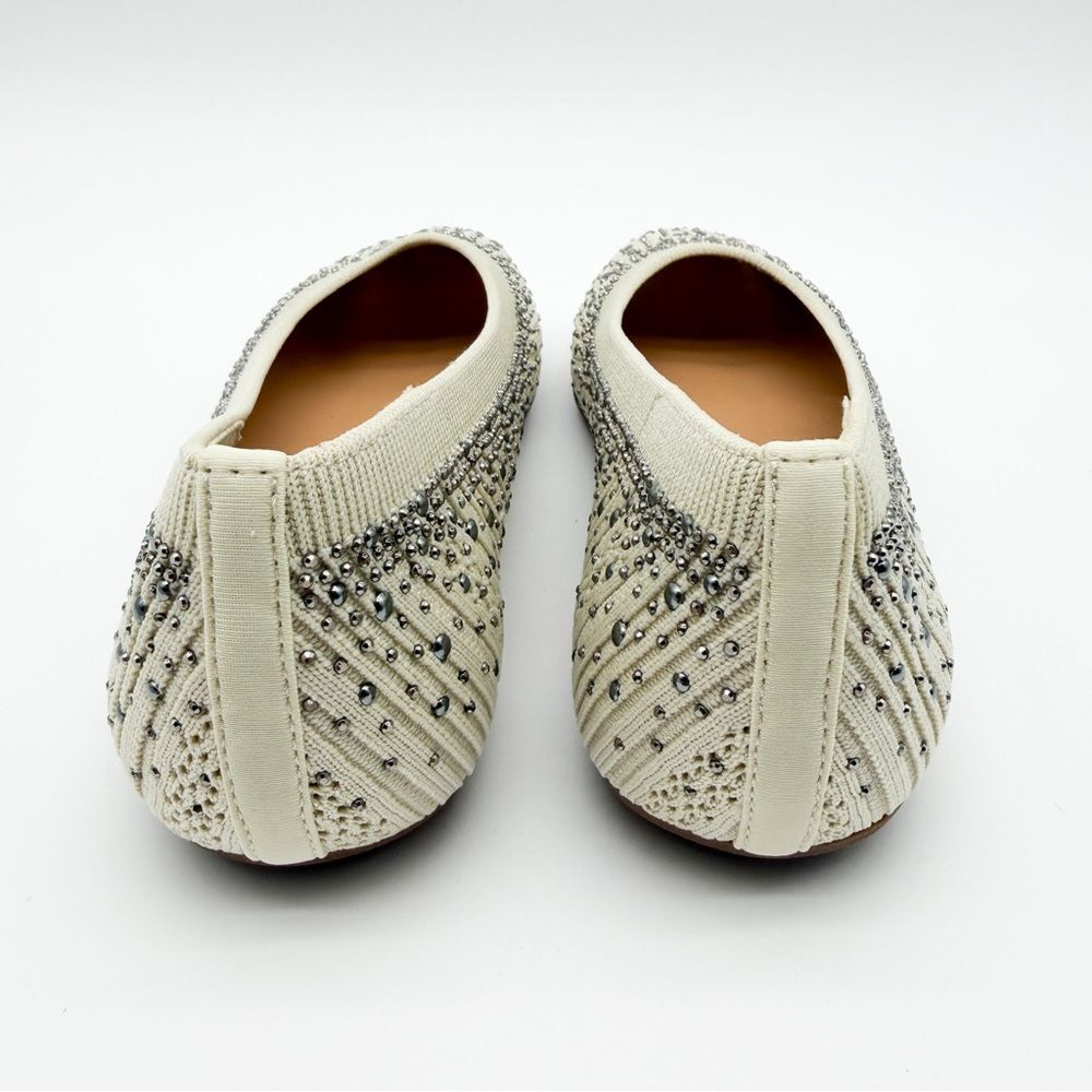 XOXO Laine Studded Ballet Flats Stretch Knit Slip On Sparkle Off White 6 NEW - Picture 8 of 15